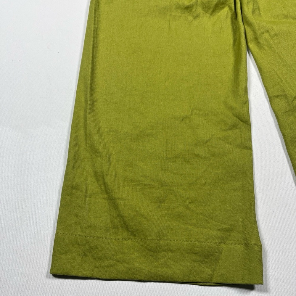 Maeve Pants The Colette Wide Leg Crop Linen Blend Yellow Green Casual Work Sz 27 - Picture 12 of 15